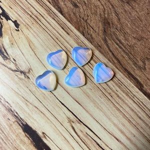5 pieces heart shaped opalite quartz crystal stones